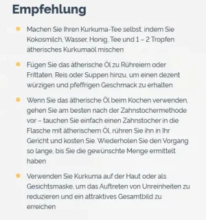 Kurkuma - Empfehlung
